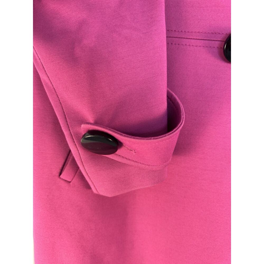 Trina Turk Fuchsia Trench Coat Size 12 Double Breasted Designer Statement - Picture 4 of 14